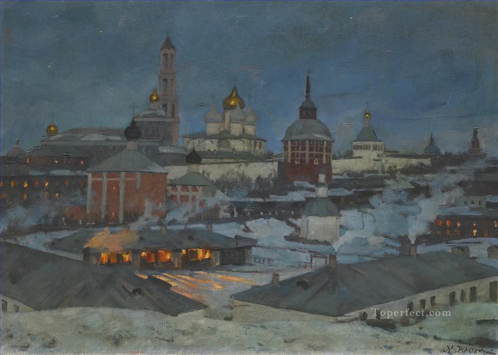 TRINITY AND ST SERGIUS MONASTERY BY MOONLIGHT Russian Oil Paintings